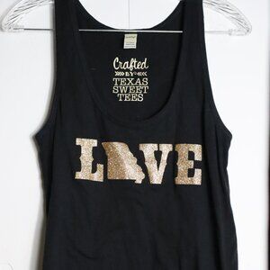Missouri Love Black and Gold Glitter Tank Top Texas Sweet Tees Womens Medium